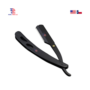 Juego de 2 piezas, cuchilla de acero inoxidable negra y plateada, maquinilla de afeitar recta para cara, cuerpo, limpieza del cabello, afeitado para uso en salón de casa, hombres y mujeres - Product Image 3