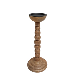 Bougie décorative en bois support de pilier marron fini Style moderne bougeoir pour mariage décor de table à la main - Product Image 1