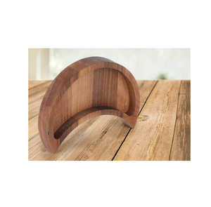 Plateau de rangement en bois massif durable pour table, rangement de collations, plateau multifonction en bois massif en forme de demi-lune pour la cuisine - Product Image 1