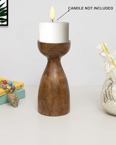 Bougeoir en bois naturel durable fait à la main pour Noël, usage domestique, avec une finition de surface polie et lisse - Product Image 3