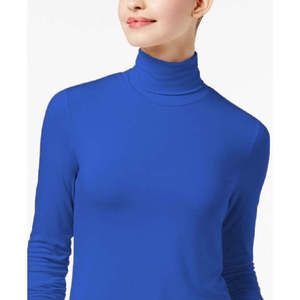 Top a Collo Alto Blu da Donna Maison Jules con Ricamo Floreale, Colletto Asimmetrico in Pizzo e Logo Ricamato, Lunghezza Lunga, Taglia XS - Product Image 2