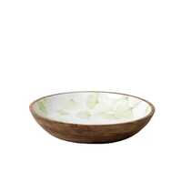 Mangkuk kayu Acacia Modern dengan pembuatan cetakan Enamel mangkuk Salad perlengkapan makan kualitas terbaik dengan Server Set dengan harga murah