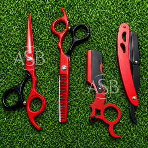 Kit de Belleza con Logotipo Personalizado Rojo y Negro, Kit de Peluquería, Kit de Salón de Belleza, Tijeras y Navajas de Acero Inoxidable para Estilistas, Gran Venta - Product Image 2
