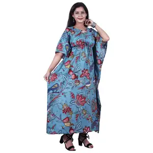 Modisches Design elegantes Boho V-Ausschnitt blumige lange Kleider Damenkaftan Maxi lässig Damen Schlafwäsche Nachtwäsche zu Großhandelspreis OEM