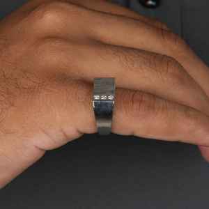 <b>Men's</b> Minimalist Lab Diamond Wedding Band <b>White</b> <b>Gold</b> Fashion <b>Ring</b> - Product Image 3