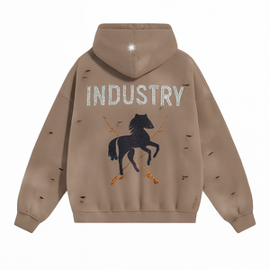 เสื้อฮู้ดดี้สตรีทแวร์คุณภาพสูงแบบสั่งทำพิเศษ หนัก 500 กรัม สไตล์วินเทจฟอกสีซีดแบบทำเก่า สำหรับผู้ชาย - Product Image 2