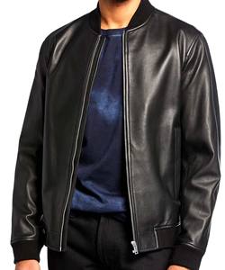 Blouson ras du cou tendance OEM personnalisé fait à la main style bombardier veste en cuir pour hommes pour l'hiver chaud et coupe-vent - Product Image 1