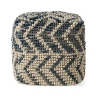 Puf Otomano Escandinavo Hecho a Mano de Algodón/Lana/Poliéster con Patrón Geométrico, Cojín Multifuncional para el Suelo, Asiento para Sala de Estar