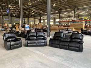 Juego de Muebles Reclinables para Sala de Estar Moderna, Sofá de Cuero Sintético Negro, Sofás Reclinables Seccionales <span class=keywords><strong>3</strong></span>+<span class=keywords><strong>2</strong></span>+1 - Product Image 6