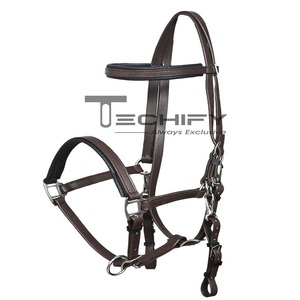 Extra cómodo cuero marrón Look Horse Endurance Halter Material de PVC duradero para montar en senderos y carreras largas - Product Image 1