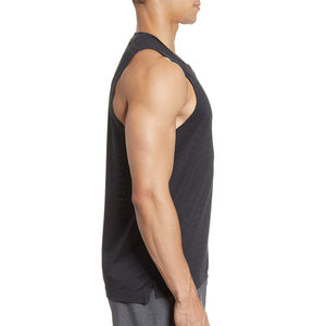 Camiseta sin mangas acanalada para hombres Body Enhancement Fit Men Powerlifting Tank Top con escote profundo - Product Image 3