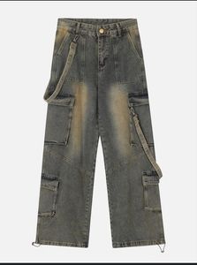 High Quality Coated Denim Women's Jacket Slim Fit Vintage Casual Fashion <b>Elastic</b> Waist Plus Size Blue Cargo Pants Whole Sales - Product Image 2