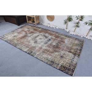 Tapis Patchwork Vintage en Laine Beige Marron de Grande Surface Motif Couloir Rectangle 4.6ft X 8.3ft pour Salon Latex Viscose PP - Product Image 2