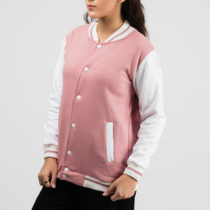 Veste de style universitaire à manches contrastées pour femmes, bordure côtelée rayée, boutons-pression, streetwear urbain, vêtements d'extérieur tendance - Product Image 2