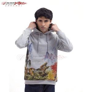 Sudadera con capucha gráfica básica para hombres con diseño de estampado afilado y capucha con cordón ajustable Sudadera con capucha estampada a la moda para hombres - Product Image 1