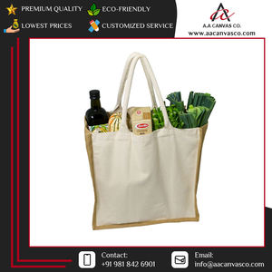 Bolsas de compras de lona de algodón de Color crema reutilizables reciclables de alta demanda, bolsas plegables para uso en promoción, proveedor mayorista de India - Product Image 5