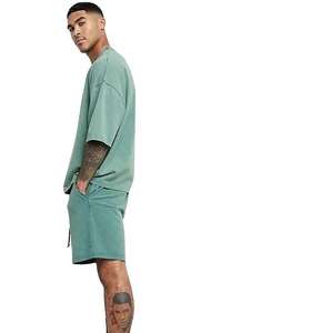 Ensemble 2 pièces de mode estivale oversize en coton respirant, t-shirt à manches courtes délavé à l'acide et short, tenue de sport décontractée, vêtements pour homme - Product Image 4
