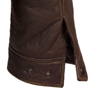 Veste en cuir pour hommes en gros d'usine pour motard veste à col en fourrure à manches longues en cuir d'agneau véritable vieilli - Product Image 6