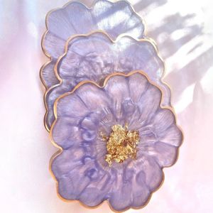 Posavasos Personalizados MFD de Madera, Resina y Mármol con Diseño Floral, Hechos a Mano - Product Image 1