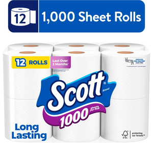 Papel Higiénico Desechable Suave y Ecológico de Pulpa de Bambú Scott 1000, 12 Rollos con 1000 Hojas por Rollo - Product Image 4