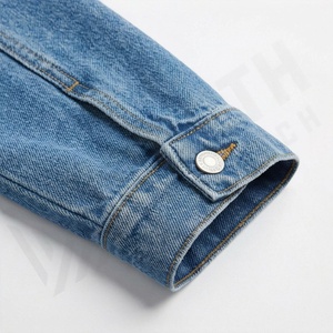 Veste en jean slim fit pour femme, couleur délavée personnalisée, tissu extensible, détails de couture élégants, vêtement décontracté tendance - Product Image 6