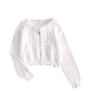 Women crop <b>top</b> hoodie made with premium fabric delivering cozy warmth relaxed fit and fashionable casual look - Product Image 6