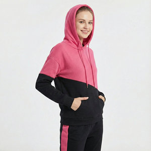 Sweats à capuche pour femmes avec logo de marque personnalisé, couleurs personnalisées, blocs de couleur, pull-over, vente en gros OEM, coupe décontractée, poche kangourou, sweats à capuche élégants - Product Image 2