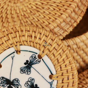 Los holesales et 6 Rattan oooasters ooooden oooaster seseful Ink Rink eat sunsulation up Mat ad Heap - Product Image 4