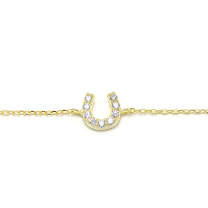 Pulsera de herradura de oro macizo de 14 quilates para mujer, cadena de diamantes cultivada en laboratorio, amuleto de la suerte, cadena fina certificada IGI y pulseras de eslabones - Product Image 3