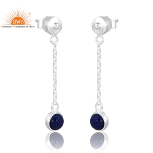 Meilleure vente Boucles d'oreilles ethniques en lapis-lazuli naturel en argent sterling pour femmes Fabricant de bijoux - Product Image 1