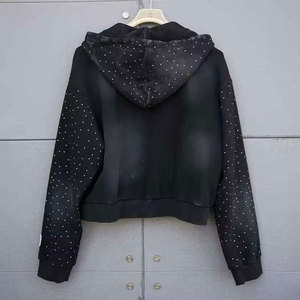 Custom Applique Patched Embroidery Logo Zip up Fleece Winter Hoodie Vintage Washed 100% Cotton Breathable for <b>Men</b> - Product Image 6