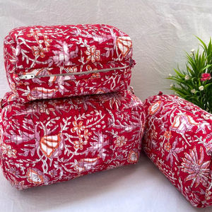 Ensemble de 3 sacs à maquillage assortis Sac à cosmétiques Sac de toilette à main imprimé bloc - Product Image 1