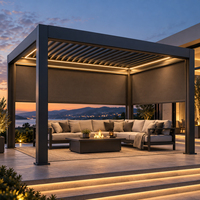 Pergola de jardin en aluminium motorisée avec éclairage LED et écran rétractable pour villa de luxe