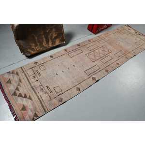 Tapis turc vintage, tapis Herki 2,5x9,5 pieds, tapis oriental brun rose - Product Image 2