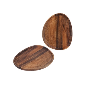Bandeja de servicio de madera de forma rectangular de Color de acabado de madera natural de excelente calidad con asas de metal para hoteles y restaurantes - Product Image 1