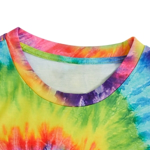 Nueva llegada Tie-Dye camisetas Premium algodón de punto de manga corta cuello redondo Fitness Casual Wear transpirable y elegante - Product Image 6