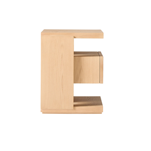 Minimalist Solid Wood Side Table Nightstand with <b>Floating</b> Drawer and Open Storage for Hotel Bedroom Furniture - Product Image 3