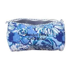 Set 3 Quilted Indian Cotton Eco-Friendly Zipper closure Floral for Wash <b>Bag</b> Shaving Kit <b>Vanity</b> Case Travel <b>Makeup</b> & toiletry <b>bag</b> - Product Image 5