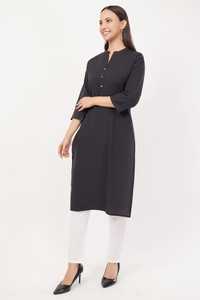 100% Pure Cotton Black Women's Ready-to-Wear Casual Stretchable Kurti Izzu International <b>Low</b> Price for Sale Garment Apparel. - Product Image 5
