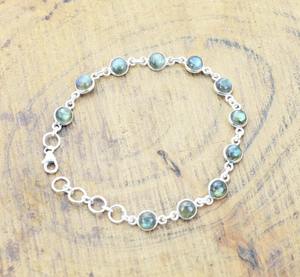 Pulsera clásica, joyería para mujer, joyería de estilo bohemio de Plata de Ley 925, piedras preciosas de labradorita, pulsera hecha a mano, regalo - Product Image 4