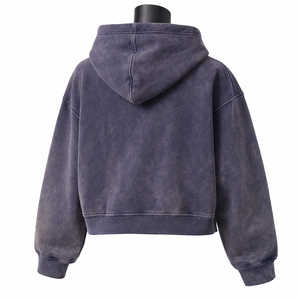 Sudadera con capucha y cremallera completa para mujer, estilo vintage, lavada, con estampado gráfico, de forro polar oversize, con estampado de números, estilo urbano, logotipo personalizado - Product Image 2