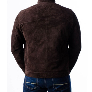 Top Trending Men Premium Suede Material Fitted Button Style Black ShadeJacket Ribbed Collar and Waist - Product Image 3