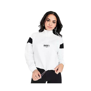 Suéter Deportivo Puma Tailored For Sport con Media Cremallera para Mujer, Color: Blanco/Negro, 100% Auténtico - Product Image 1