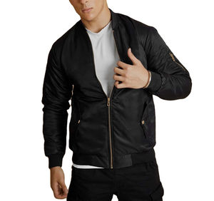 Nuevo logotipo personalizado elegante primavera relleno grueso soporte cuello chaqueta en blanco cremallera completa hombres algodón invierno bombardero chaqueta - Product Image 3