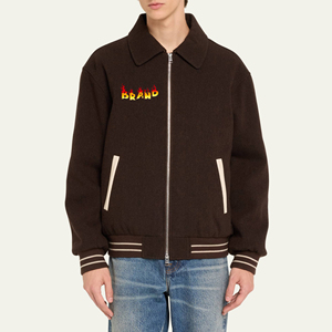 Chaqueta universitaria de lana de algodón 100% de alta calidad OEM/ODM de fabricante al por mayor para hombre, lona de invierno larga con logotipo bordado personalizado - Product Image 6