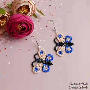 Pendientes largos de gota con cuentas bohemias coloridas, ligeros, hechos a mano, joyería de moda para mujer, forma de mariposa a la moda, boda - Product Image 4
