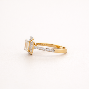 IGI Certified <b>Emerald</b> Cut Lab Created Diamond Engagement <b>Ring</b> In Solid 925 Sterling <b>Silver</b> with Side Diamonds - Product Image 2