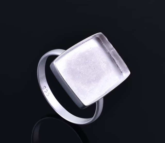 925 Sterling Silver 18k Gold Plated Rectangle Bezel/Cup Collet Setting Blank 4x6mm Handmade DIY Ring Jewelry Making Gift