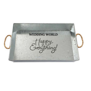 Plateau de service galvanisé de forme ovale fait à la main, vaisselle de luxe de designer en vente en gros, plateau de service en métal - Product Image 4