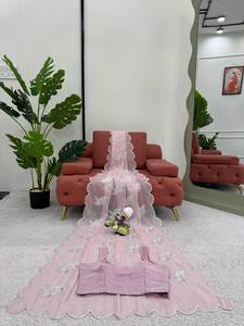 Heavy Zimmy Chu tela bordada trabajo Saris blusa única India paquistaní verano fiesta desgaste para celebraciones temporada de invierno - Product Image 6